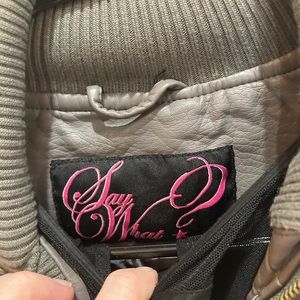 SAY WHAT Grey faux leather jacket. Teen Small